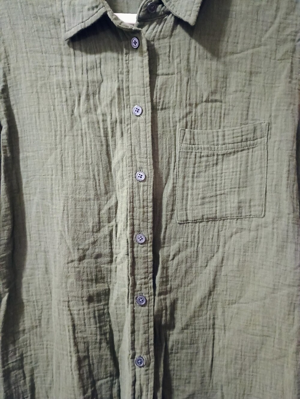 J.Crew Olive Green Cotton Double-Gauze Button-Down Shirt Med - Picture 3 of 8